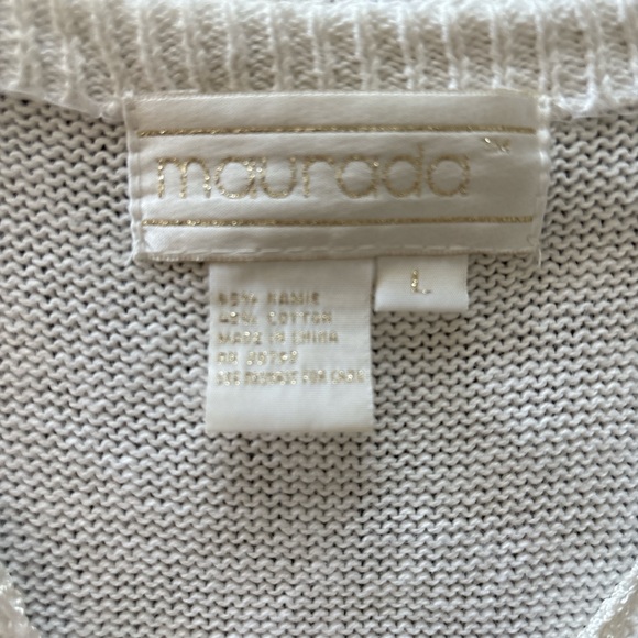 Maurada women’s Elegant White Embroidered  Cardigan. Cotton Rayon. L - Picture 3 of 7